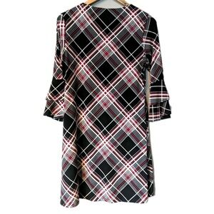Leslie Fay Women Sz 4 Plaid Mod 70's‎ Inspo Corp Chic Bell Sleeve Dress Phoebe